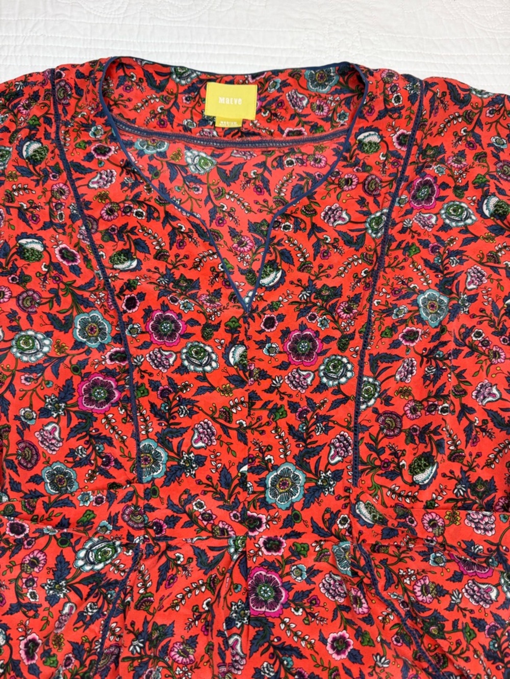 Maeve Anthropologie Top Sz M 100% Silk Maes Kimono Tie Back Blouse Floral - Picture 8 of 11